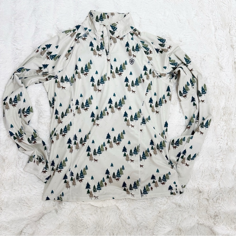 Ariat Womens Lowell 1/4 Zip Base Layer Long Sleeve Equestrian Print Size XL - Picture 2 of 9